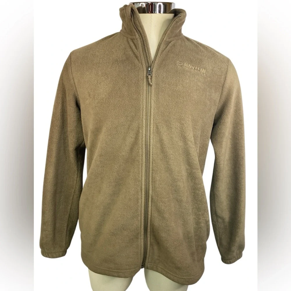 Magellan Outdoors Brown Full Zip-Up Fleece Jacket Men’s Medium